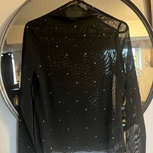 H&M Black Sheer Blouse with Metallic Dots